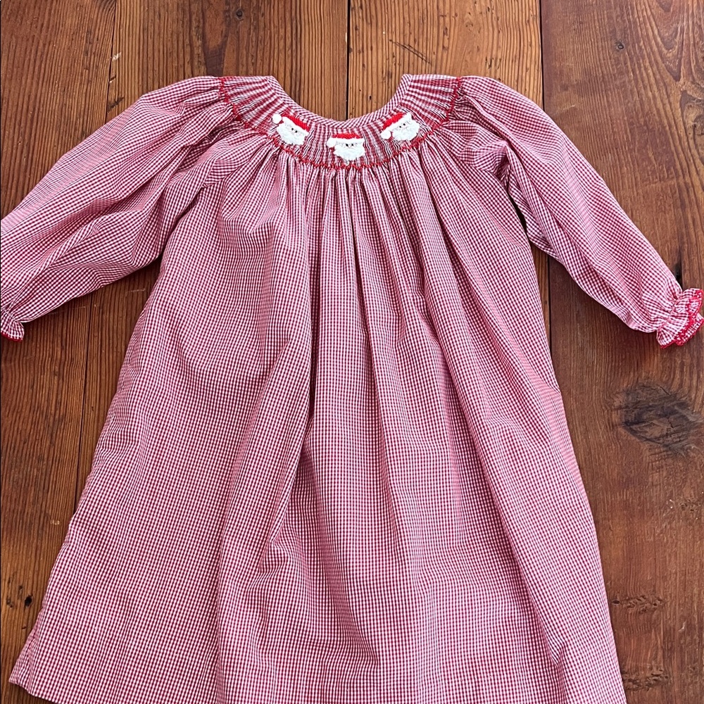 Red Gingham Smocked Kids Dress